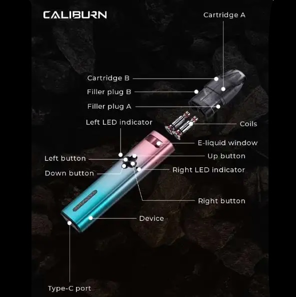 Uwell Caliburn Explorer Pod System Kit 1000mAh 4ml - Image 5