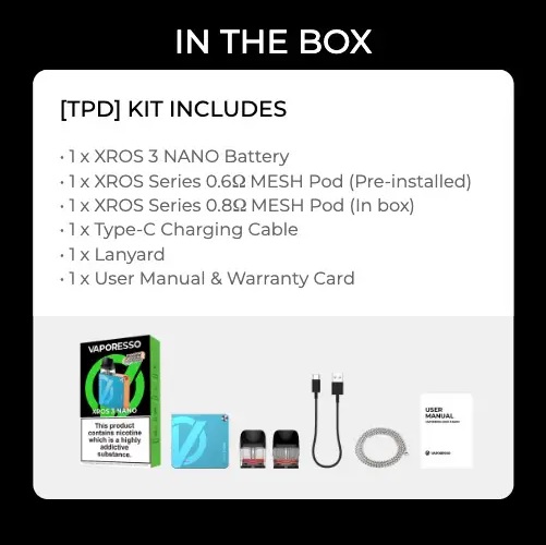 Vaporesso XROS 3 Nano Pod System Kit 1000mAh 2ml - Image 8