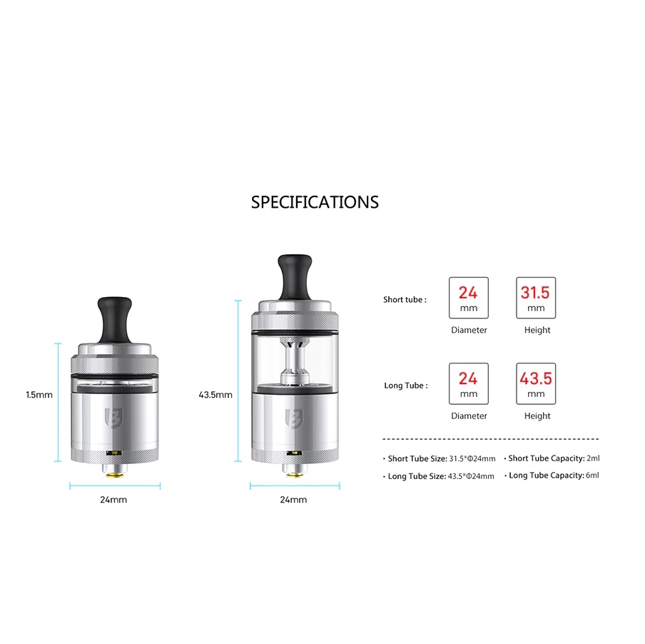 Vandy Vape Berserker V3 (B3) MTL RTA Atomizer 24mm 6ml/2ml - Image 3
