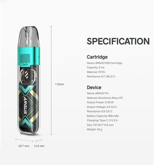 VOOPOO Argus P1s Pod System Kit 800mAh 2ml - Image 3