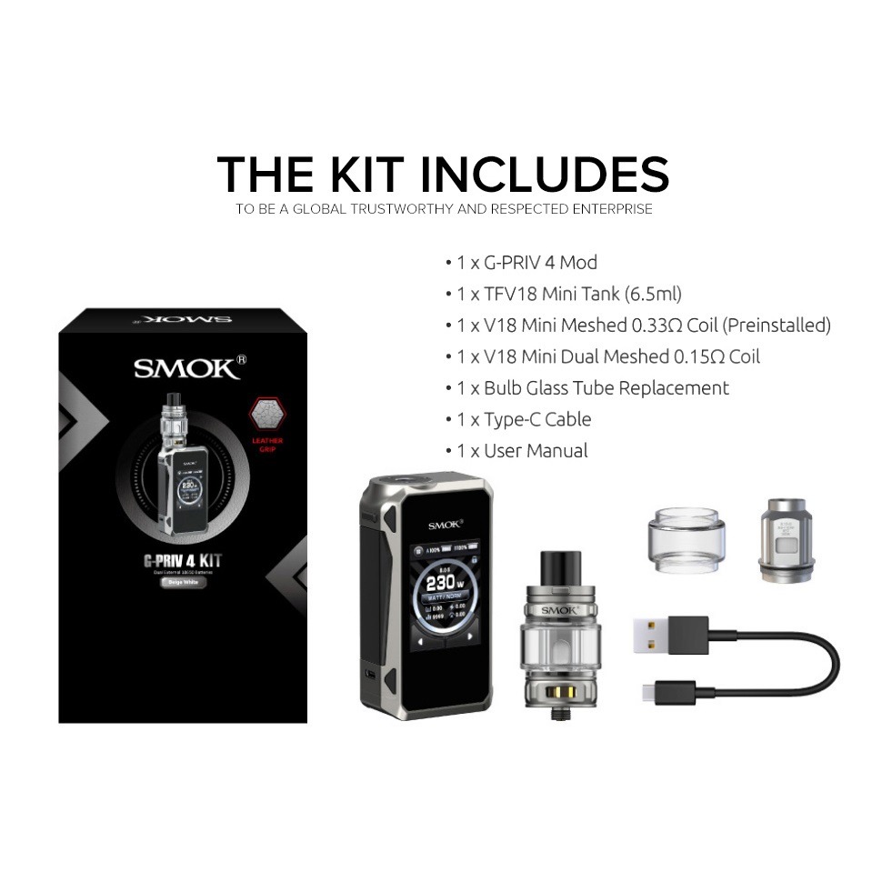 Smok G-Priv 4 230W Mod Kit with TFV18 Mini Tank 6.5ml (Including Batteries) - Image 4