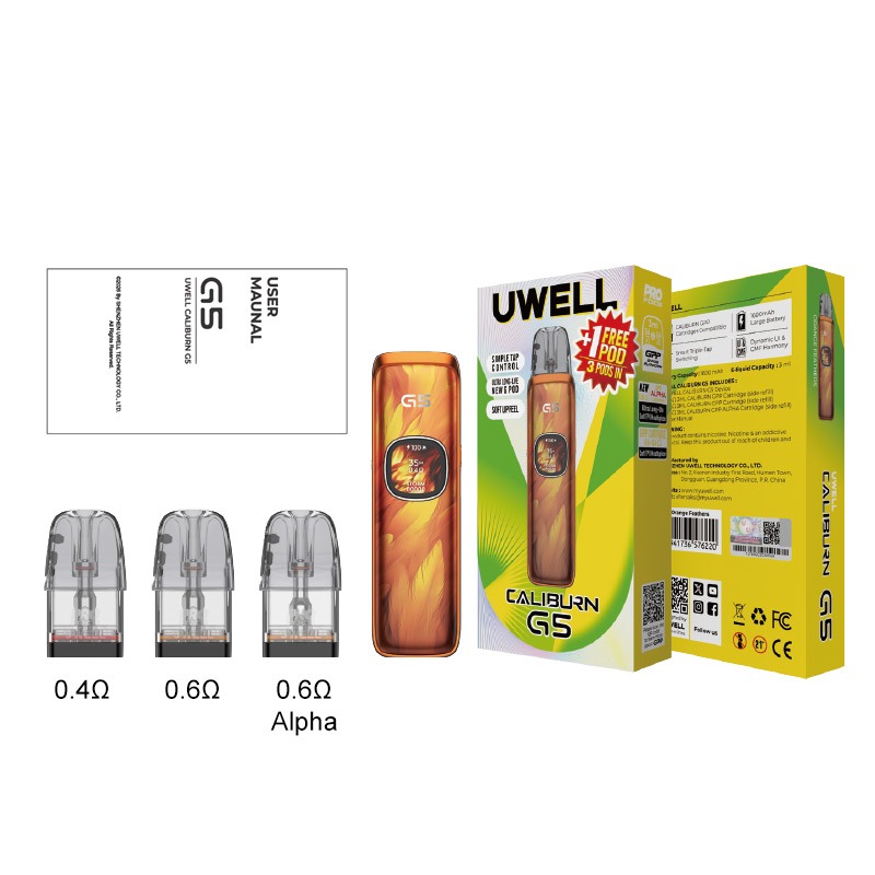 Uwell Caliburn G5 Pod System Kit 1600mAh 3ml (Max 35W) - Image 4